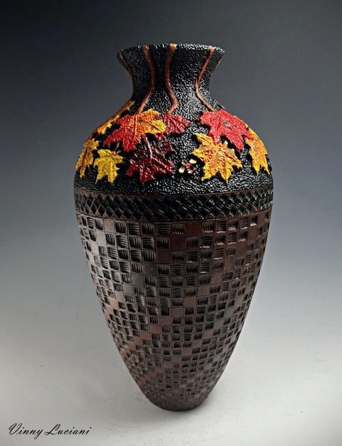 Click to view detail for VL-016 Autumn Leaves & Spiral 10.25 x 6 $1400